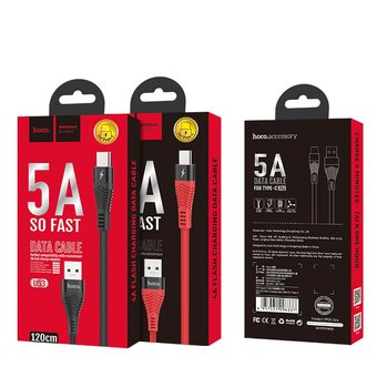  Дата-кабель HOCO U53 5A Flash Type-C 1м (черный) 