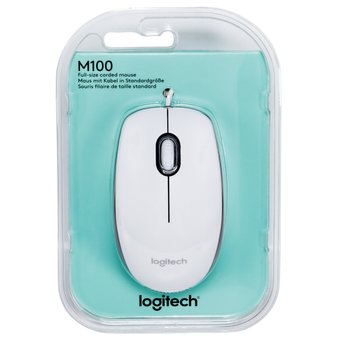  Мышь Logitech M100 White, USB, оптическая, проводная (910-005004) 