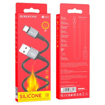  Дата-кабель BOROFONE BX83 Type-C to Type-C Famous 60W silicone charging 1м (черный) 