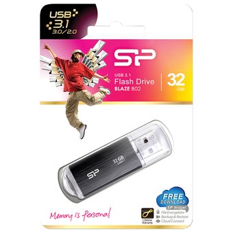  USB-флешка SP032GBUF3B02V1K 32Gb USB 3.1 Silicon Power Blaze B02, Черный 