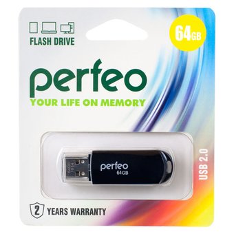  USB-флешка 64GB USB 2.0 Perfeo C03 Black (PF-C03B064) 