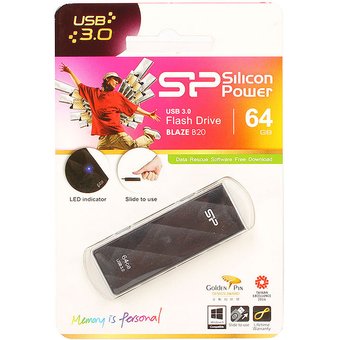  USB-флешка 64G USB 3.0 Silicon Power Blaze B20 Black (SP064GBUF3B20V1K) 