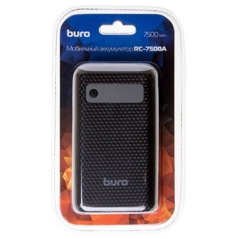  Внешний аккумулятор Buro RC-7500A-B Li-Ion 7500mAh 1A+1A черный 2xUSB 