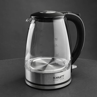  Чайник Scarlett SC-EK27G95 серебристый/черный (корпус: стекло) 