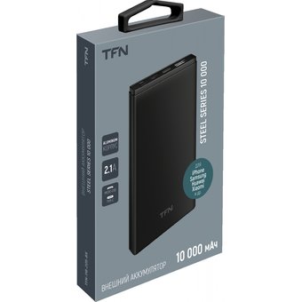  Внешний аккумулятор TFN 10000mAh Steel (чёрный) 