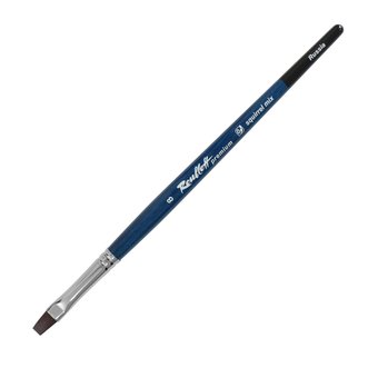  Кисть Roubloff  premium Белка микс серия Squirrel mix Flat № 8 ручка  короткая синяя с окрашенным кончиком/ белая обойма (9155997) 