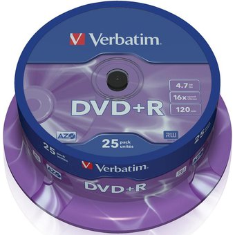  Диск DVD+R Verbatim 4.7Gb 16x Cake Box (25шт) 43500 
