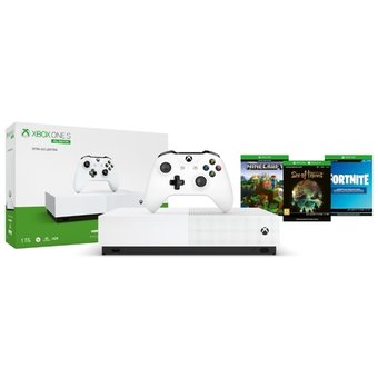  Игровая консоль Microsoft Xbox One S All-Digital Edition белый в комплекте 3 игры Minecraft, Sea of Thieves, Fortnite 