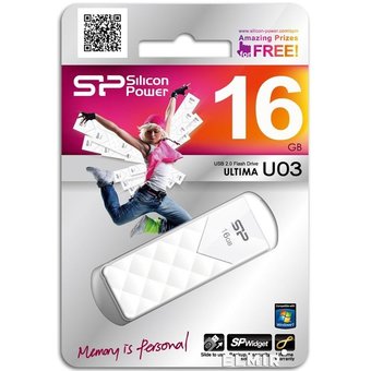  USB-флешка Silicon Power 16Gb Ultima U03 SP016GBUF2U03V1W USB2.0 белый 
