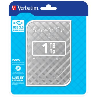  Внешний HDD Verbatim Store 'n' Go Style, серебристый (53197) 2.5" 1.0TB USB3.0 