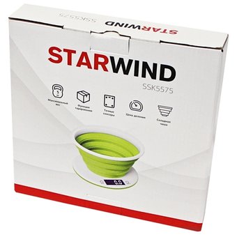  Весы кухонные Starwind SSK5575 белый/зеленый 