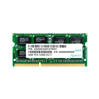  ОЗУ Apacer, CL11, LV 1.5V, retail (AS08GFA60CATBGC/DS.08G2K.KAM) SO-DIMM 8GB DDR3-1600 PC3-12800 
