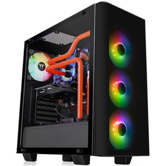  Корпус Thermaltake View 21 TG, без БП, ATX 5x120mm 3x140mm, 2xUSB3.0, audio bott PSU, черный 