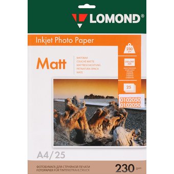  Фотобумага Lomond 0102050 A4/230г/м2/25л./белый матовое для струйной печати 
