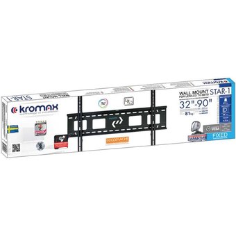 Кронштейн для телевизора Kromax STAR-1 черный 32"-90" до81кг фиксированный 