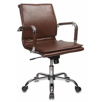  Кресло руководителя Бюрократ CH-993-LOW/BROWN низкая спинка коричневый искусственная кожа крестовина хром 