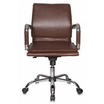  Кресло руководителя Бюрократ CH-993-LOW/BROWN низкая спинка коричневый искусственная кожа крестовина хром 