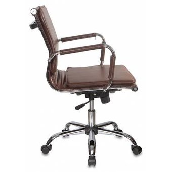  Кресло руководителя Бюрократ CH-993-LOW/BROWN низкая спинка коричневый искусственная кожа крестовина хром 
