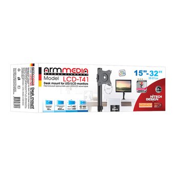  Кронштейн для мониторов Arm Media LCD-T41 черный 15"-32" макс.10кг настольный поворот и наклон верт.перемещ. 