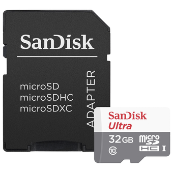  Карта памяти Sandisk microSDHC 32Gb Class10 SDSQUNS-032G-GN3MA Ultra 80 + adapter 
