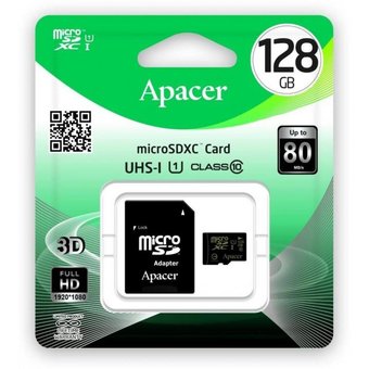  Карта памяти Apacer microSDXC 128GB UHS-I Class 10 + adapter (AP128GMCSX10U1-R) 