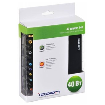  Блок питания Ippon (E40) автоматический 40W 18.5V-20V 11-connectors 0.7A от бытовой электросети LED индикатор 