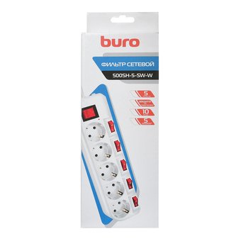  Сетевой фильтр Buro 500SH-5-SW-W 5м (5 розеток) белый 