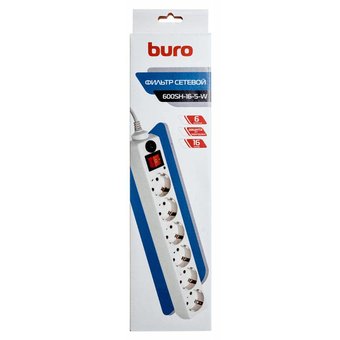  Сетевой фильтр Buro 600SH-16-5-W 5м (6 розеток) белый 