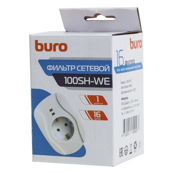  Сетевой фильтр Buro 100SH-WE (1 розетка) белый 
