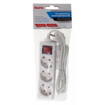  Сетевой удлинитель Buro BU-PS3.1/W 1.5м (3 розетки) белый 