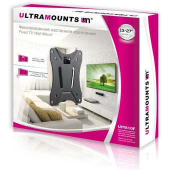  Кронштейн для телевизора Ultramounts UM 810F черный 13"-27" до25кг фиксированный 