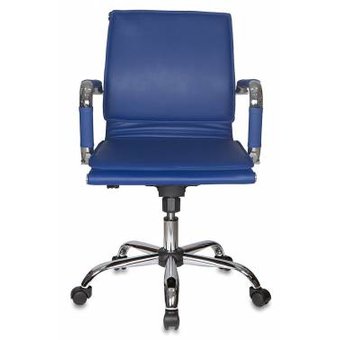  Кресло руководителя Бюрократ CH-993-LOW/BLUE низкая спинка синий искусственная кожа крестовина хром 