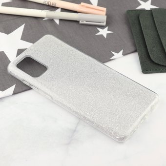  Накладка силиконовая блестящая для Samsung Galaxy A71, серебряный 
