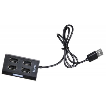  Разветвитель USB 2.0 Buro BU-HUB4-U2.0 4порт. черный 