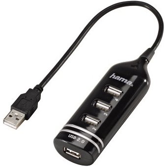  Разветвитель USB 2.0 Hama 00039776 4порт. черный 