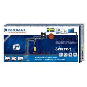  Кронштейн для мониторов ЖК Kromax OFFICE-2 серый 15"-32" макс.10кг настольный поворот и наклон 