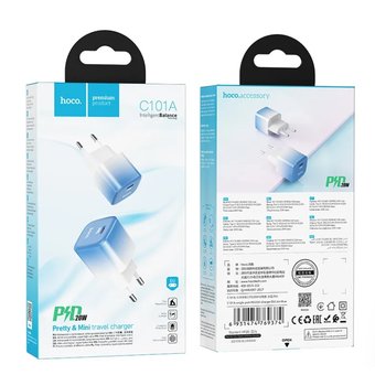  СЗУ Hoco C101A single port PD20W charger, Ice blue 