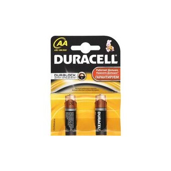  Батарейка Duracell LR06, AA, Basic, щелочная (CN LR6-2BL) блистер 2 шт 
