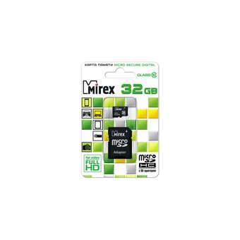  Карта памяти Mirex microSD 32GB Class10 + adapter (13613-AD10SD32) 