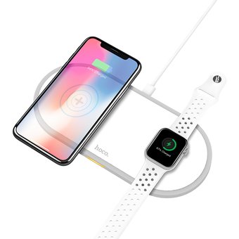  Беспроводная зарядка HOCO CW20 Wisdom 2-in-1 wireless charger, white 