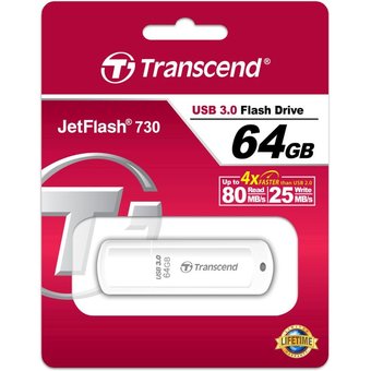  USB-флешка Transcend 64Gb Jetflash 730 TS64GJF730 USB3.0 белый 
