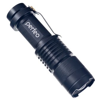  Светодиодный фонарь Perfeo LT-031-A Black, 200LM, аккумулятор 14500+1*AA, Zoom, 3 режима 