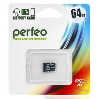 Карта памяти Perfeo microSDXC 64GB UHS-I Class w/o Adapter (PF64GMCSX10U1) 