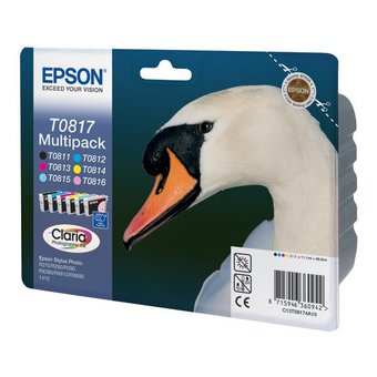  Картридж струйный Epson T0817 C13T11174A10 6цв. набор для Epson R270/290/RX590 