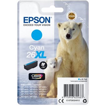  Картридж струйный Epson T2632 C13T26324012 голубой (9.7мл) для Epson XP-600/700/800 