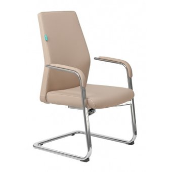  Кресло Бюрократ _JONS-LOW-V/BEIGE на полозьях бежевый кожа 