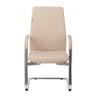  Кресло Бюрократ _JONS-LOW-V/BEIGE на полозьях бежевый кожа 