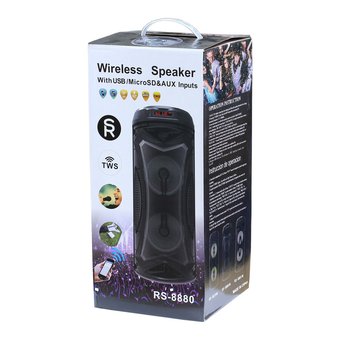  Колонка RS8879ch Bluetooth/USB/MicroSD/FM/LED/TWS/дисплей (черная) 