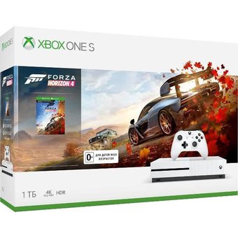  Игровая консоль Microsoft Xbox One S 234-00562 белый в комплекте игра Forza Horizon 4 