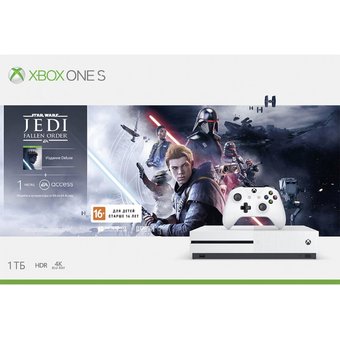  Игровая консоль Microsoft Xbox One S 234-01099 белый в комплекте игра Star Wars Jedi Fallen Order 
